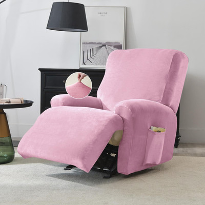 HOKiPO Velvet 1 Seater Sofa Plain Cover(Pack of 1 Pink)