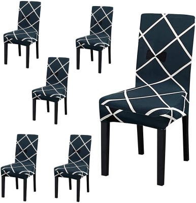 Gouri Polycotton Geometric Chair Cover(blue Pack of 6)