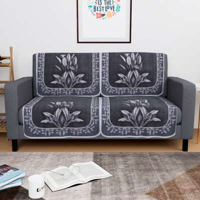 KUBER INDUSTRIES Cotton Floral 2 Seater Sofa Cover(Grey Pack of 4)