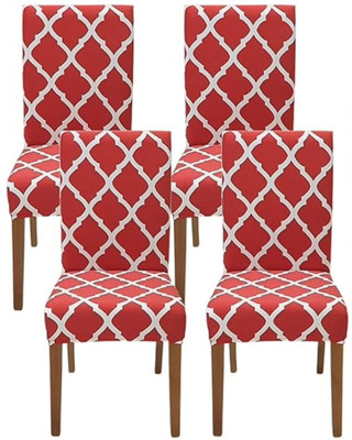 VARIKSH HOMES Polycotton Geometric 1 Seater Chair Cover(Maroon Pack of 4)