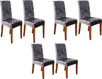 Akshra Loomtex Velvet Abstract Chair Cover(Grey Pack of 6)