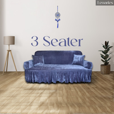Leoaries Velvet 3 Seater Sofa Plain Cover(Pack of 1 Grey)