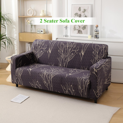 HOKiPO Polyester 2 Seater Sofa Floral Cover(Pack of 1 Dark Coffee Twigs)