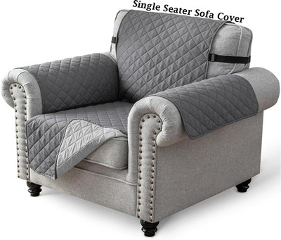 Magic Cover Polyester Abstract 3 Seater Sofa Cover(Grey Pack of 1)