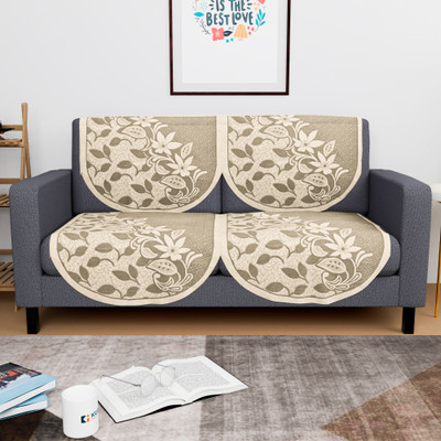 KUBER INDUSTRIES Cotton 2 Seater Sofa Geometric Cover(Pack of 4 Yellow)