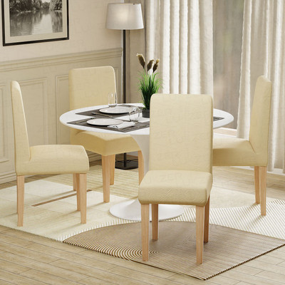 lukzer Jacquard 1 Seater Chair Plain Cover(Pack of 4 Pastel Yellow Tribal)