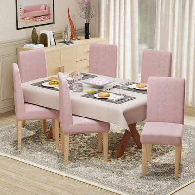 lukzer Jacquard 1 Seater Chair Plain Cover(Pack of 6 Pastel Pink Tribal)