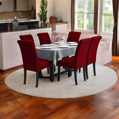 DFH Polycotton Plain 1 Seater Chair Cover(Red Pack of 6)