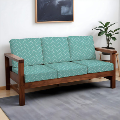 LAZI Polycotton 3 Seater Sofa Geometric Cover(Pack of 6 Green)