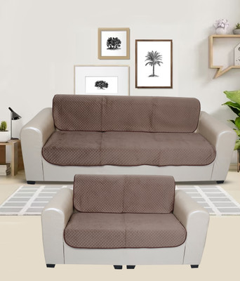 A.P HANDLOOM Velvet Plain 3+1+1 Seater Sofa Cover(Brown Pack of 4)