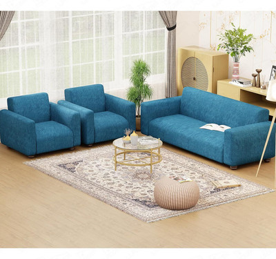 lukzer Polyester 3+1+1 Seater Sofa Floral Cover(Pack of 3 Blue Lining Design)