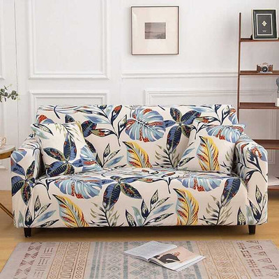 shri radhe Polyester Abstract 3+1+1 Seater Sofa Cover(Beige Pack of 3)