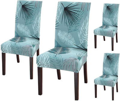 Udeek Polyester 4 Seater Chair Floral Cover(Pack of 4 GREEN, MULTICOLOR)