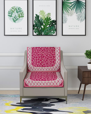 Nendle Velvet 1 Seater Sofa Abstract Cover(Pack of 2 Pink)