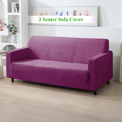 HOKiPO Velvet 3 Seater Sofa Plain Cover(Pack of 1 Purple)