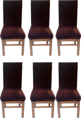 Leoaries Velvet Plain 1 Seater Chair Cover(Brown Pack of 6)