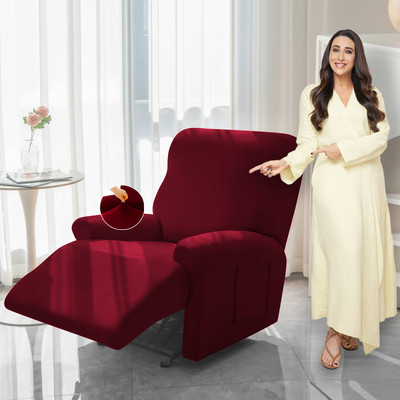 HOKiPO Polyester 1 Seater Sofa Plain Cover(Pack of 1 Maroon)