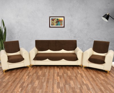 DFH Velvet Plain Sofa Cover(Brown Pack of 6)