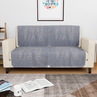 KUBER INDUSTRIES Cotton 2 Seater Sofa Geometric Cover(Pack of 4 Grey)