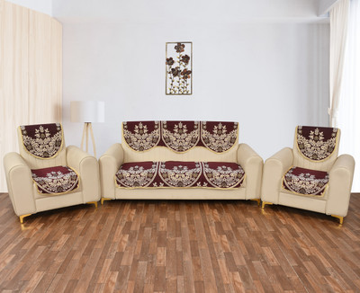 HARI SANKAR TRADING COMPANY Cotton 10 Seater Sofa Floral Cover(Pack of 6 Maroon)