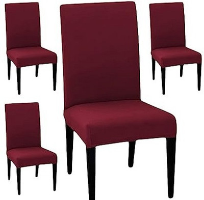 Gonsgadapp Polyester Plain 1 Seater Chair Cover(MAROON Pack of 4)