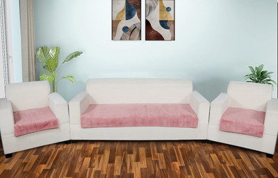 AMAZE ATTIRES Velvet Plain 3+1+1 Seater Sofa Cover(Rabbit Fur Sofa Runner for (3+1+1) 5 Seater Pack of 3)