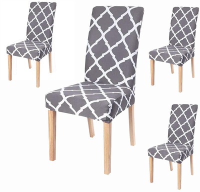 MAYURI OVERSEAS Polycotton 1 Seater Chair Abstract Cover(Pack of 4 GREY DIAMOND)
