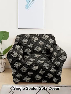papsun Polyester Floral 1 Seater Sofa Cover(Brown Pack of 1)