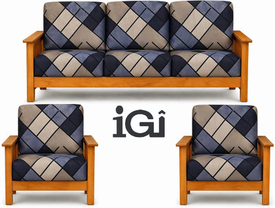 igi Polyester 3+1+1 Seater Sofa Printed Cover(Pack of 3 CREAM, GREY)