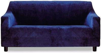 TURIYA Polyester Plain 3 Seater Sofa Cover(Blue Pack of 1)