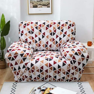 HOME BEAUTIFIER Polyester Striped 1 Seater Sofa Cover(COLOR TRIANGLE Pack of 1)
