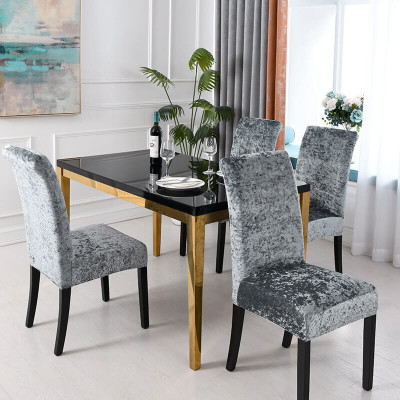 Aranaya Decore Velvet 1 Seater Chair Plain Cover(Pack of 4 Grey)