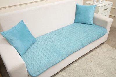 Fashion Throw Velvet 4 Seater Sofa Geometric Cover(Pack of 1 Turquoise)