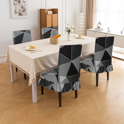 DPA Collection Polyester Abstract 6 Seater Chair Cover(Black Pack of 6)