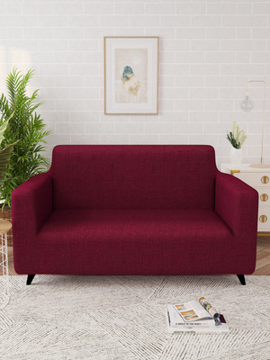 Story@home Polyester Plain 2 Seater Sofa Cover(Brick Red Pack of 1)