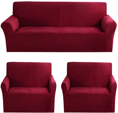 LA MANTTA Polyester 3+1+1 Seater Sofa Plain Cover(Pack of 3 0015)