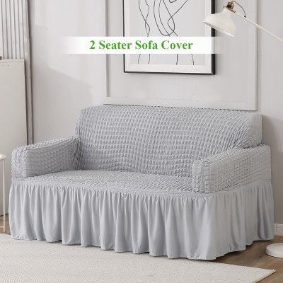 HOKiPO Polyester Plain Sofa Cover(Ash Grey Pack of 1)