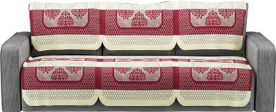 KUBER INDUSTRIES Cotton 3 Seater Sofa Geometric Cover(Pack of 6 Yellow, Red)