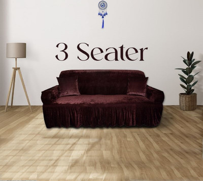 TURIYA Velvet, Polyester 3 Seater Sofa Plain Cover(Pack of 1 Brown)