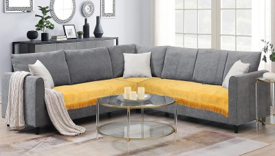 Fashion Throw Velvet Geometric Sofa Cover(Yellow Pack of 3)