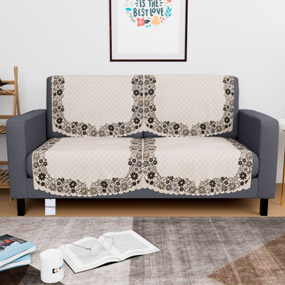 HOMESTIC by Kuber Industries Cotton 2 Seater Sofa Floral Cover(Pack of 4 Yellow)