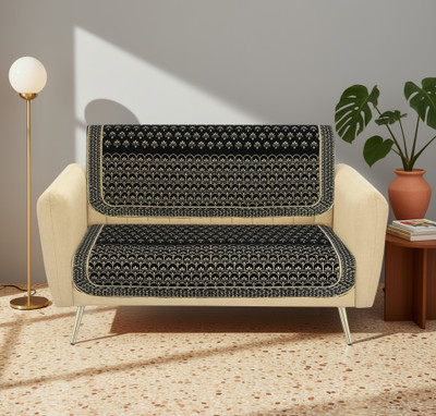 Furnishing Hut Chenille 2 Seater Sofa Floral Cover(Pack of 1 Black)