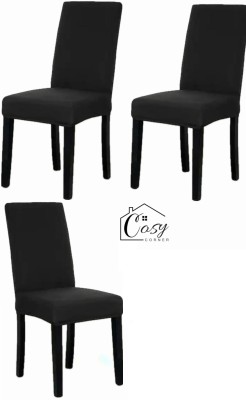 Cosycorner Polyester Plain Chair Cover(Black Pack of 3)