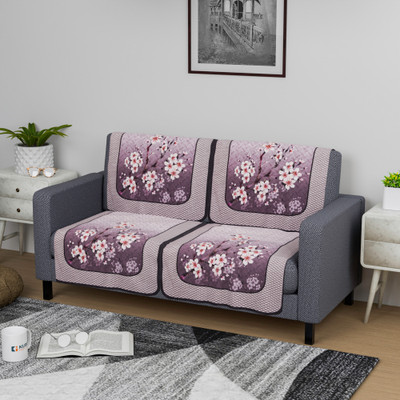 KUBER INDUSTRIES Cotton 2 Seater Sofa Floral Cover(Pack of 4 Pink)