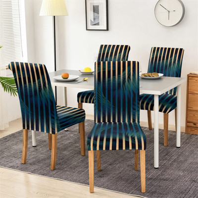 DECORIAN Polycotton Abstract 1 Seater Chair Cover(Black Lines Pack of 4)