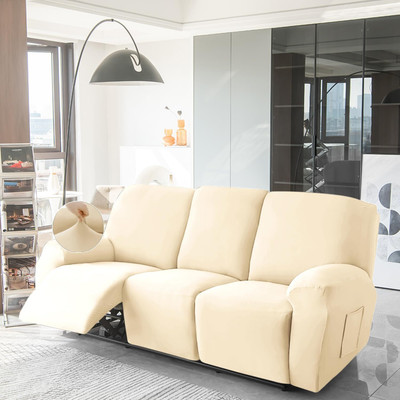 HOKiPO Velvet 3 Seater Sofa Plain Cover(Pack of 1 Beige)