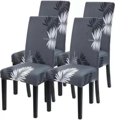 Little Lit Polycotton 4 Seater Chair Floral Cover(Pack of 4 GREY)
