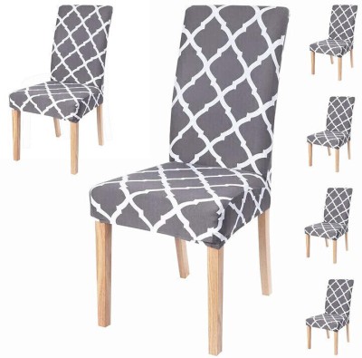 Roodra Creations Polycotton Floral Chair Cover(Grey Diamond Pack of 6)