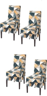 SAFED DHAAGA Polyester Geometric Chair Cover(Multicolor Pack of 4)