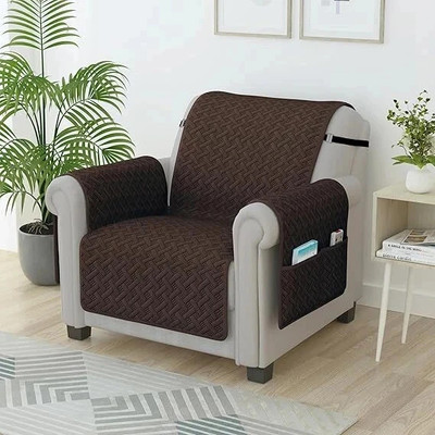 Story@home Synthetic Floral 1 Seater Sofa Cover(Brown Pack of 1)